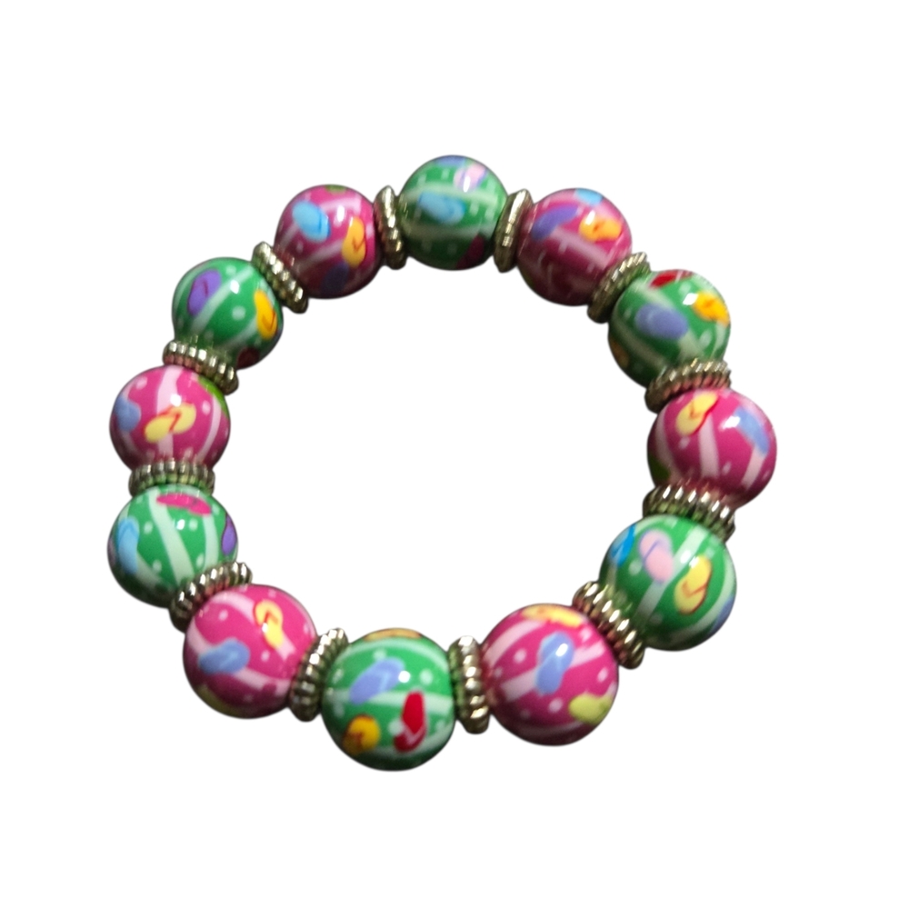 hand-painted beaded stretch bracelet. amgela Moore